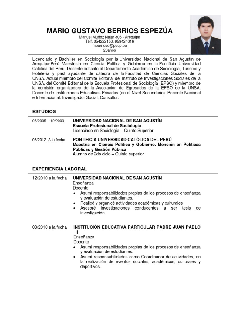 modelo de curriculum vitae irlandes