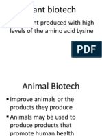 Biotechnology Applications in Food, Agriculture and Animal Products