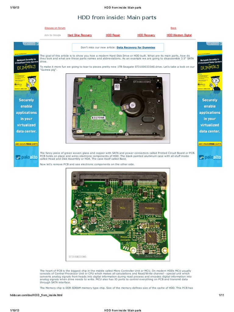 HDD From Inside_ Main Parts Hard Disk Drive Disk Storage