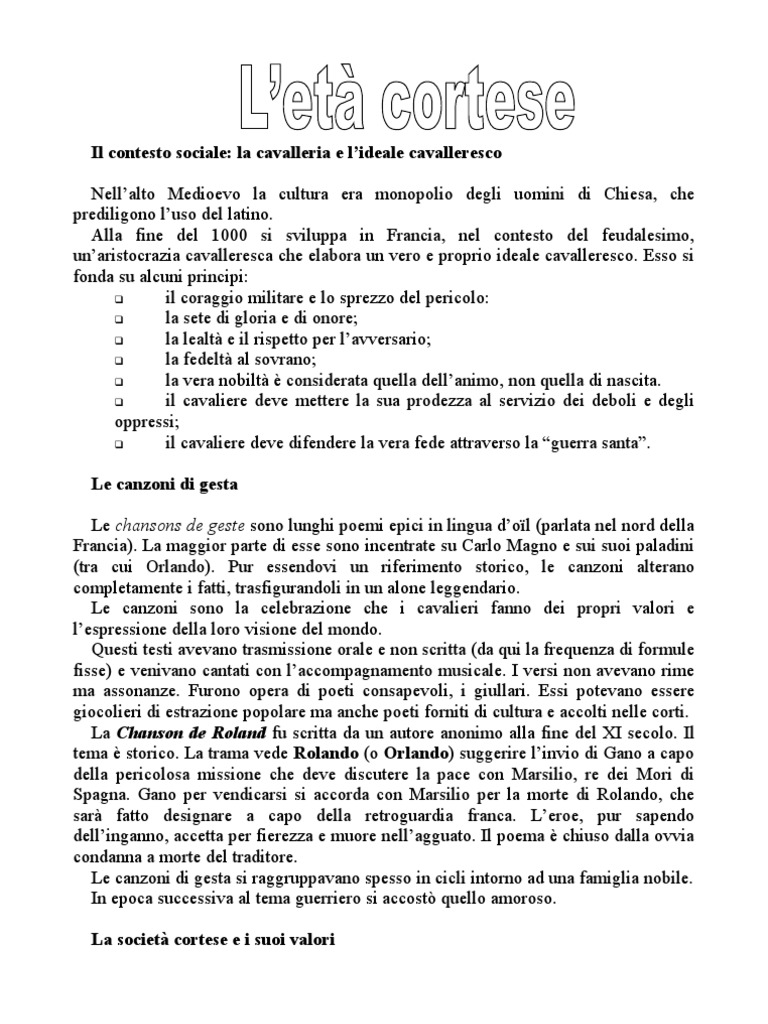 Che Cosa Si Intende Per Eta Cortese