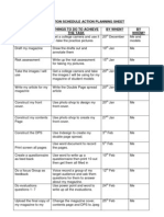 Procuction Schedule Action Planning Sheet Task Things To Do To Achieve The Task by When? BY Whom?