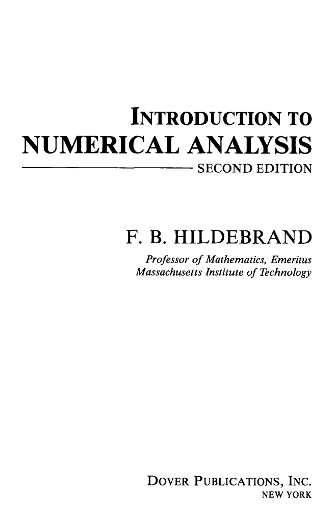 Introduction to Numerical Analysis