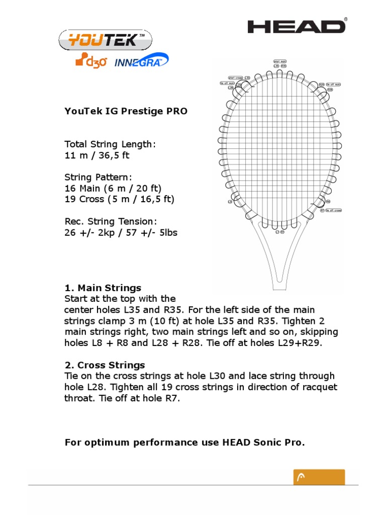 Stringing Instructions 2011 12 PDF Racquet Sports Sports Equipment