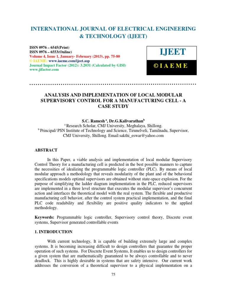 Analysis and Implementation of Local Modular Supervisory Control For | PDF