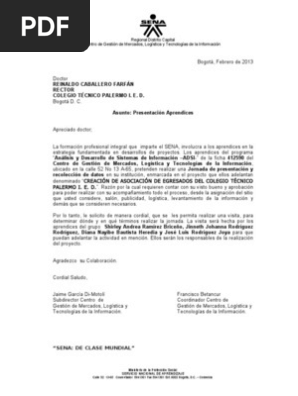 Sena Carta De Presentacion Pdf