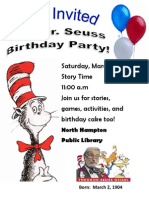 Saturday, March 2nd Story Time 11:00 A.M Join Us For Stories, Games, Activities, and Birthday Cake Too!