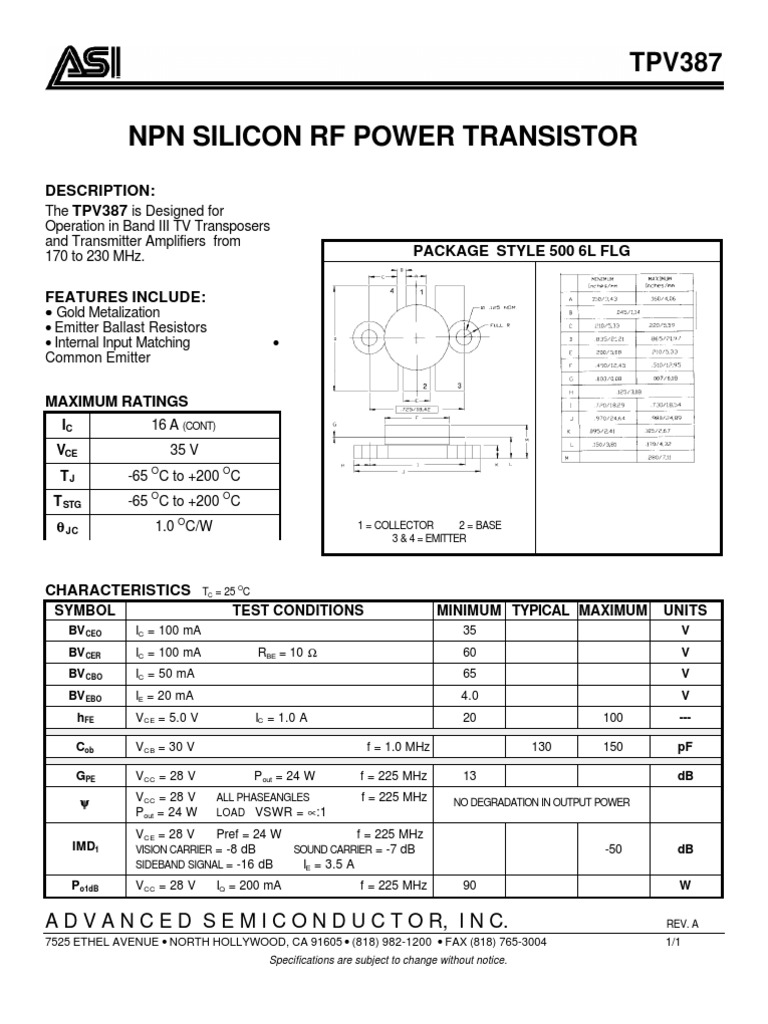 RF Transistor Specs for Engineers | PDF