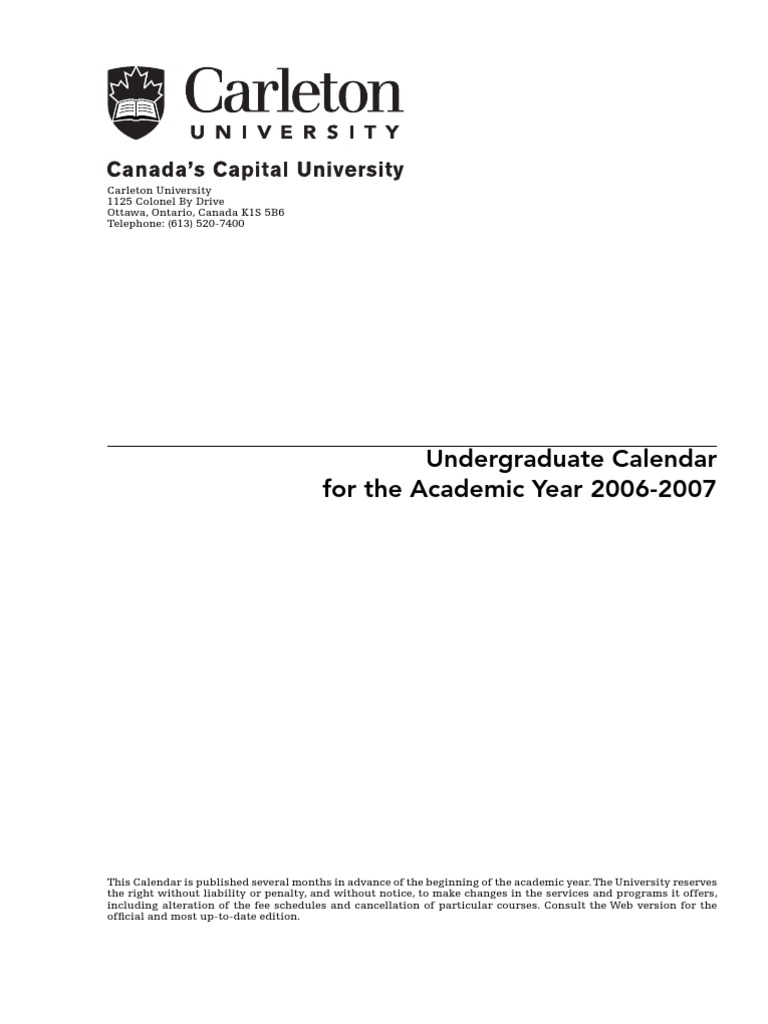 Carleton Undergraduate Calendar2006 PDF Provinces And Territories
