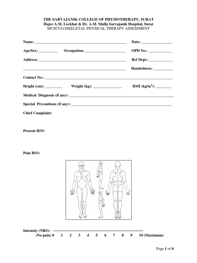 Musculoskeletal Assessment Format SCOP PDF Anatomical Terms Of