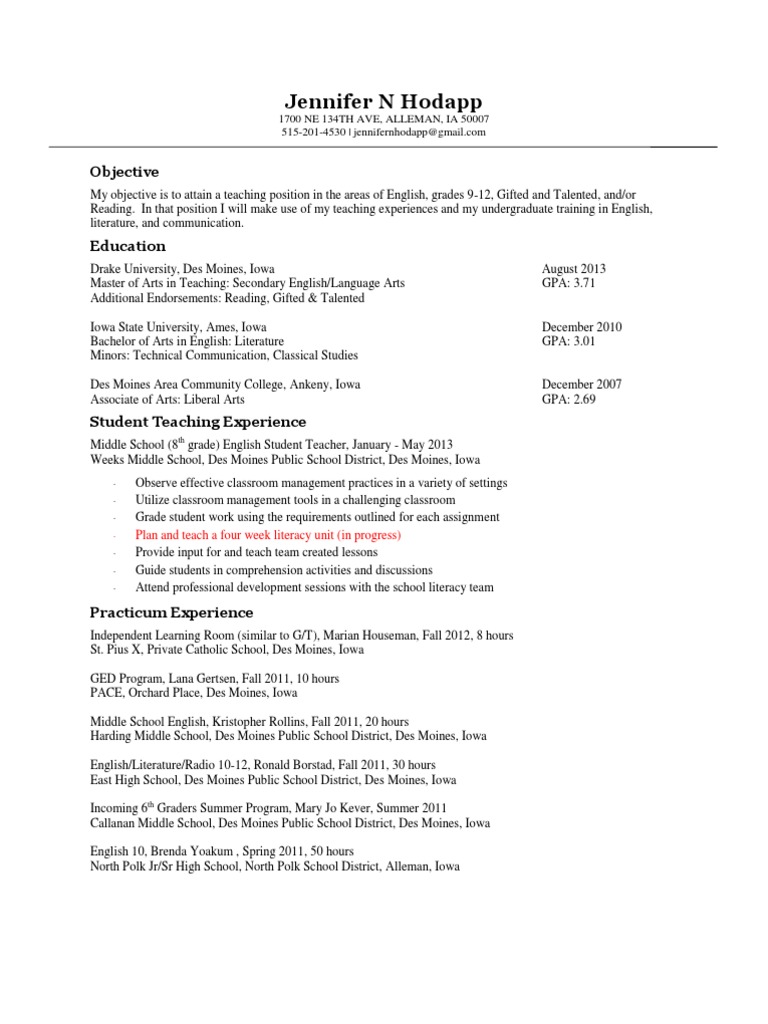 Hodapp Resume No Cover | PDF | Des Moines | Special Education