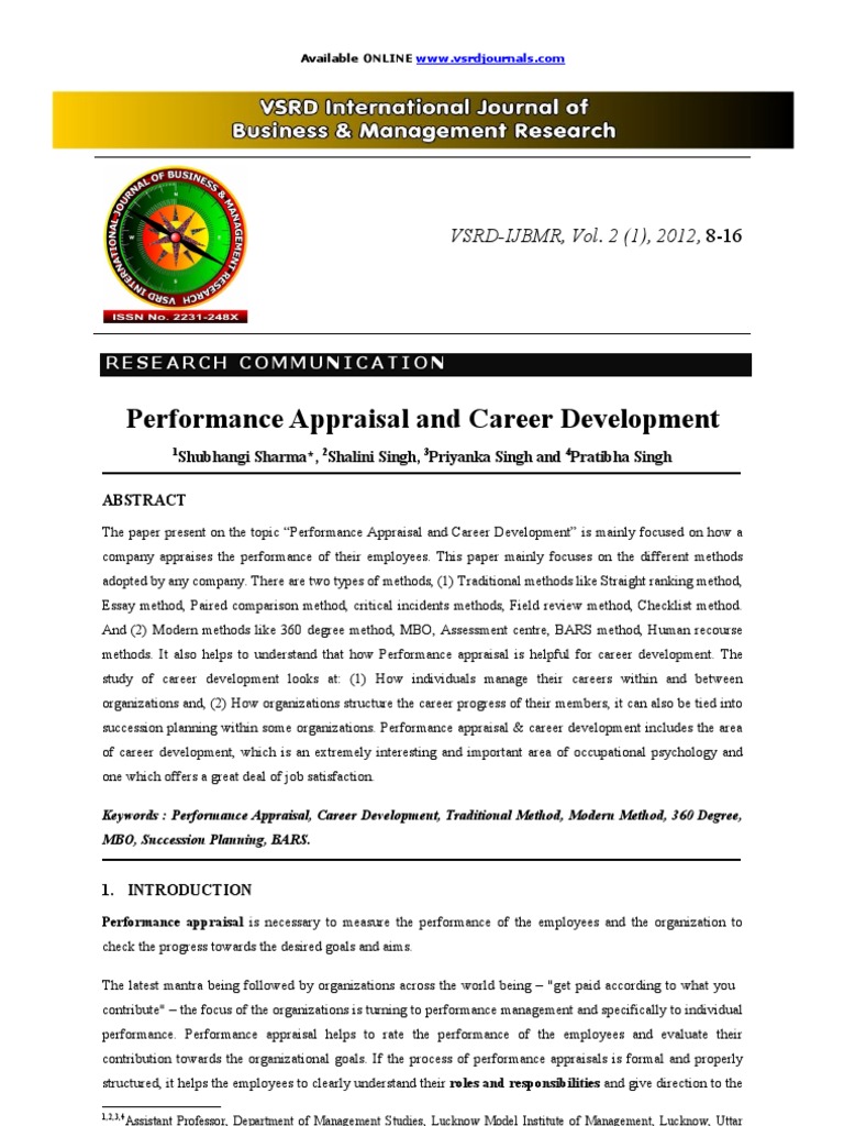 Performance Appraisal & Career Development | PDF | Performance ...