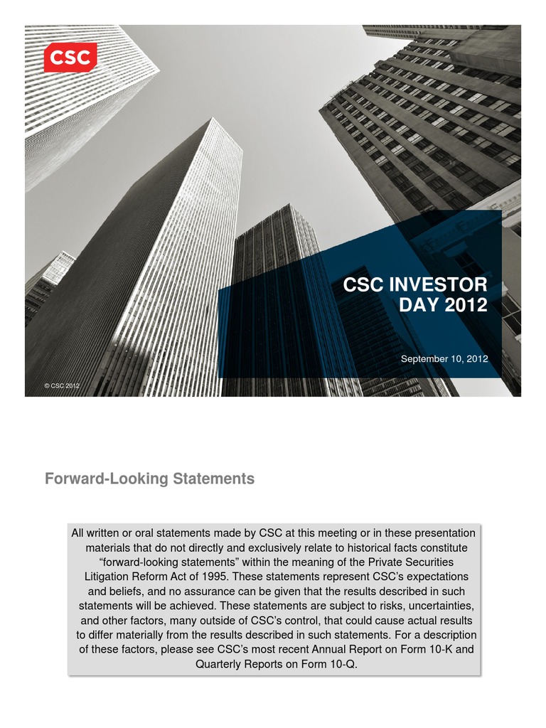 CSC Investor Day 2012 Presentation | PDF | Strategic Management | Cloud ...