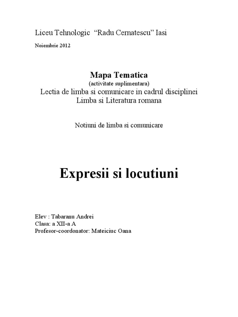 Expresii Si Locutiuni Verbale | PDF