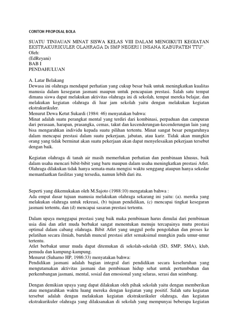 Contoh Proposal Bola