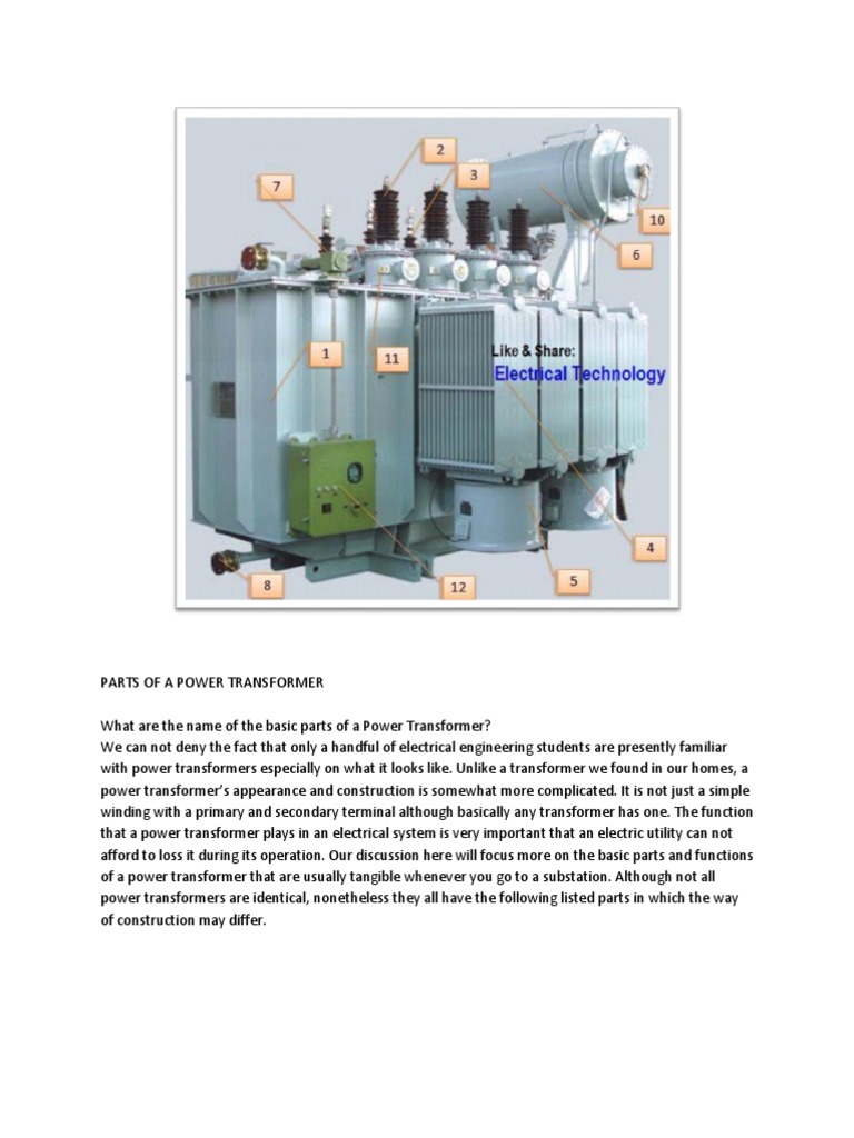 PARTS OF A POWER TRANSFORMER.docx Transformer Electric Power