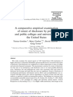 A Comparative Empirical Examination of Extent of Disclosure by Private and Public Colleges and Universities in the United States