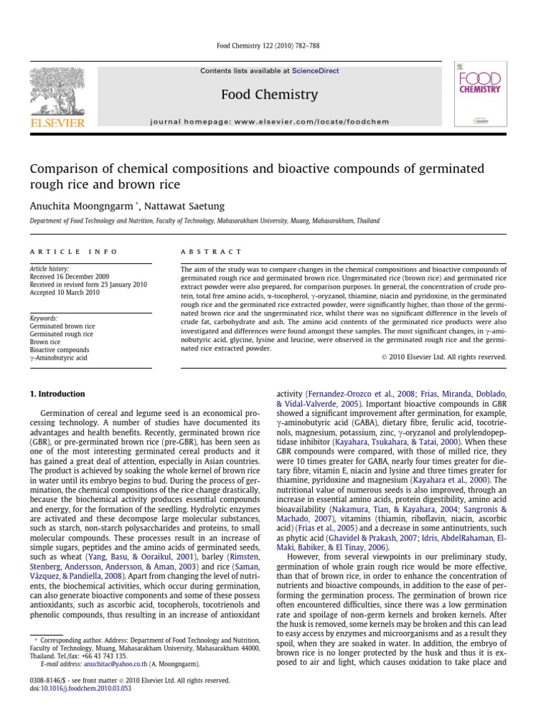 Germinated Rice Composition Comparison | PDF | High Performance Liquid ...