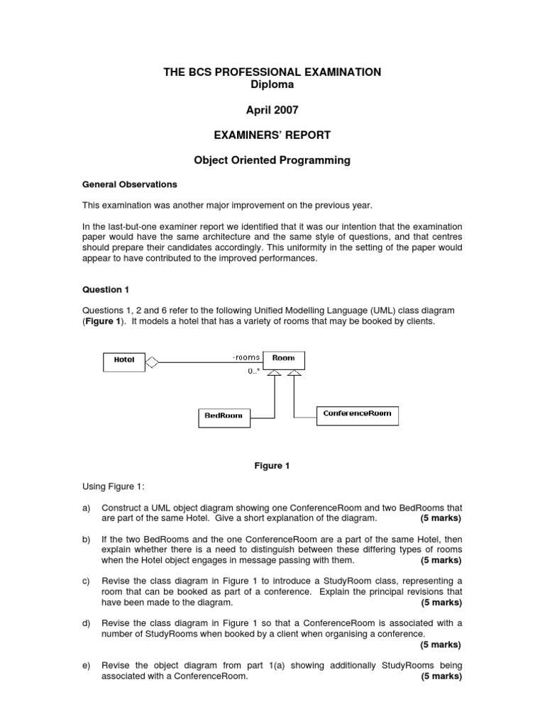 The Bcs Professional Examination Diploma April 2007 Examiners' Report ...
