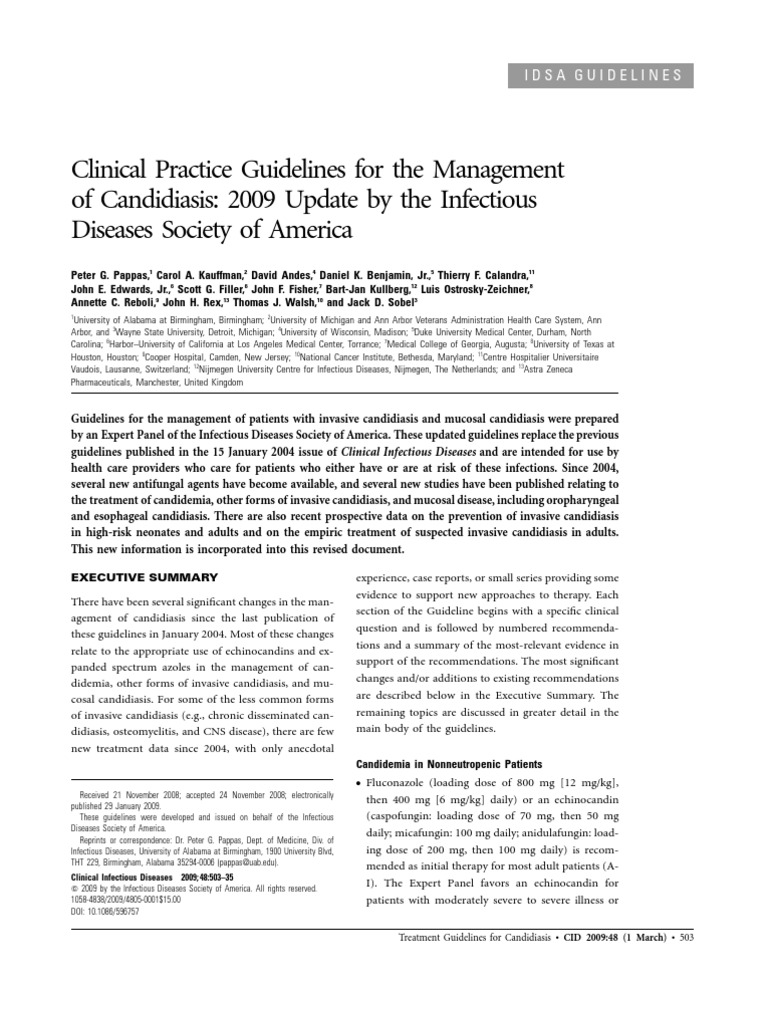 Candidiasis Guidelines 2009 Candidiasis Candida (Fungus)