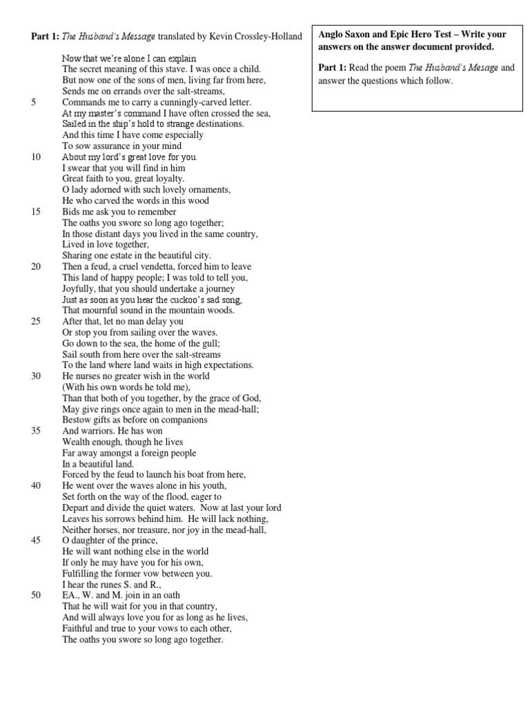 Beowulf discussion questions and answers picture