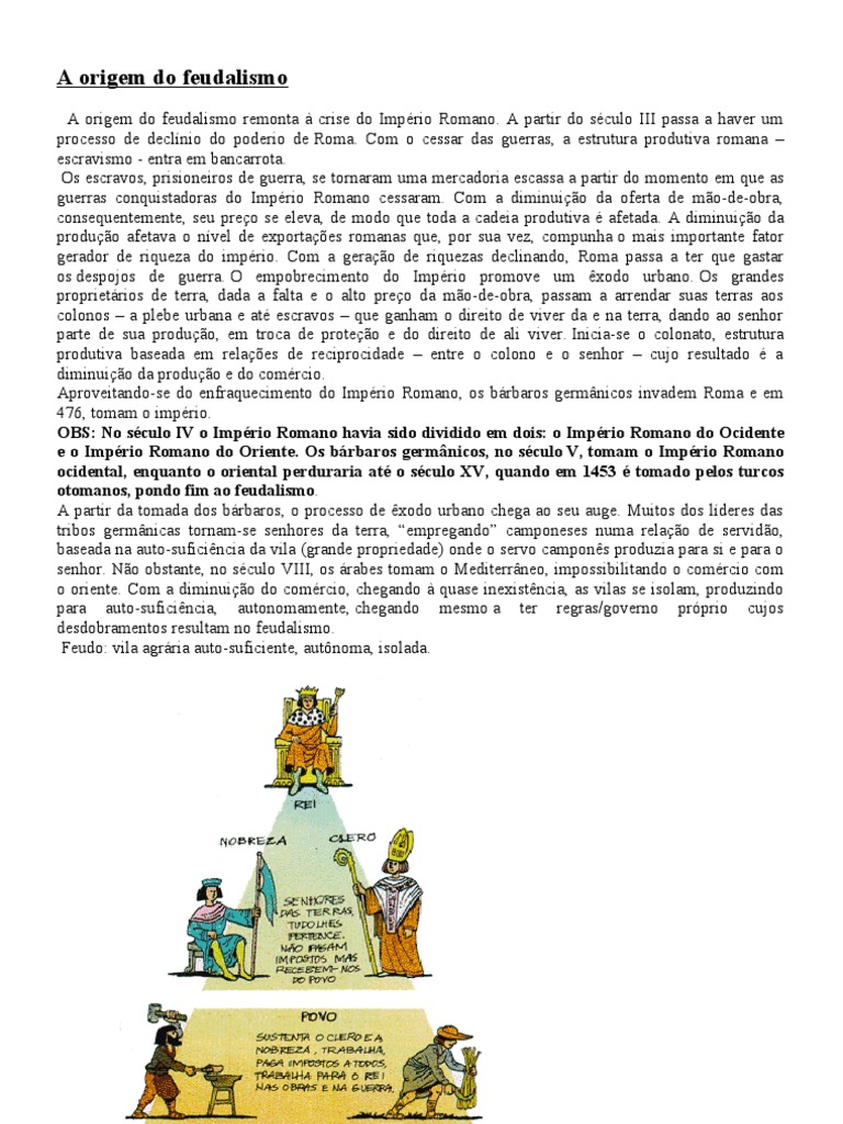 A Origem Do Feudalismo | Feudalismo | Servidão