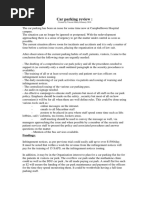 Car Park Policy for Campbelltown Hospital campus