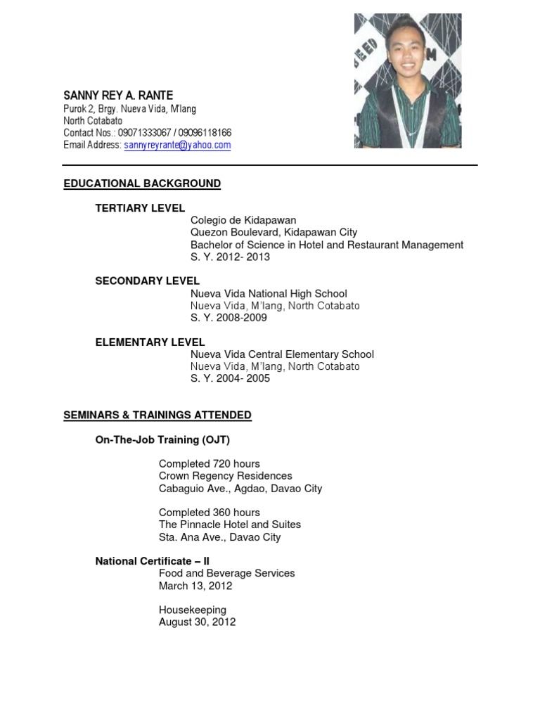 BSHRM Graduate - Resume