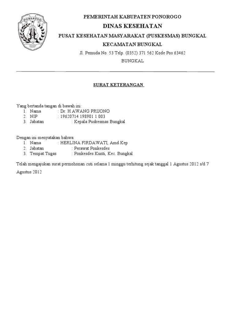 Contoh Surat Izin Menikah Dari Dinas  Mosaicone
