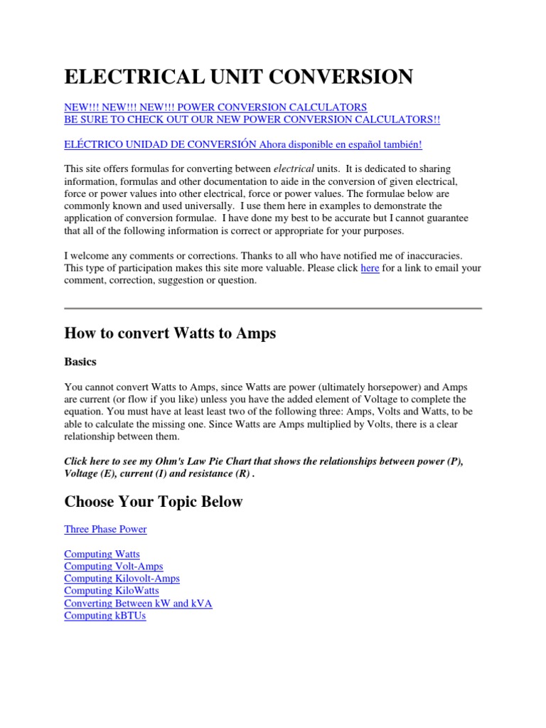 Electrical Unit Conversion PDF Horsepower Kilowatt Hour