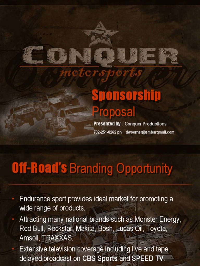 Off-Road Racing Sponsorship Proposal | PDF | Nascar | Motorsport