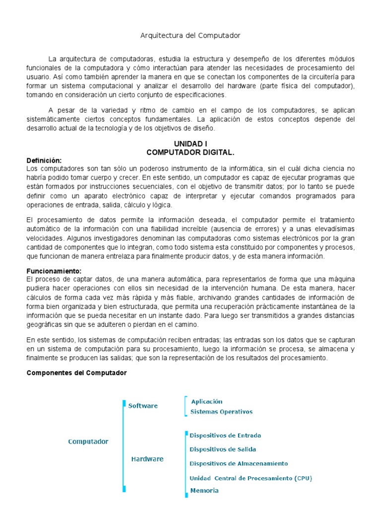 Guia Arquitectura Del Computador Unidad I | PDF | Hardware de la ...
