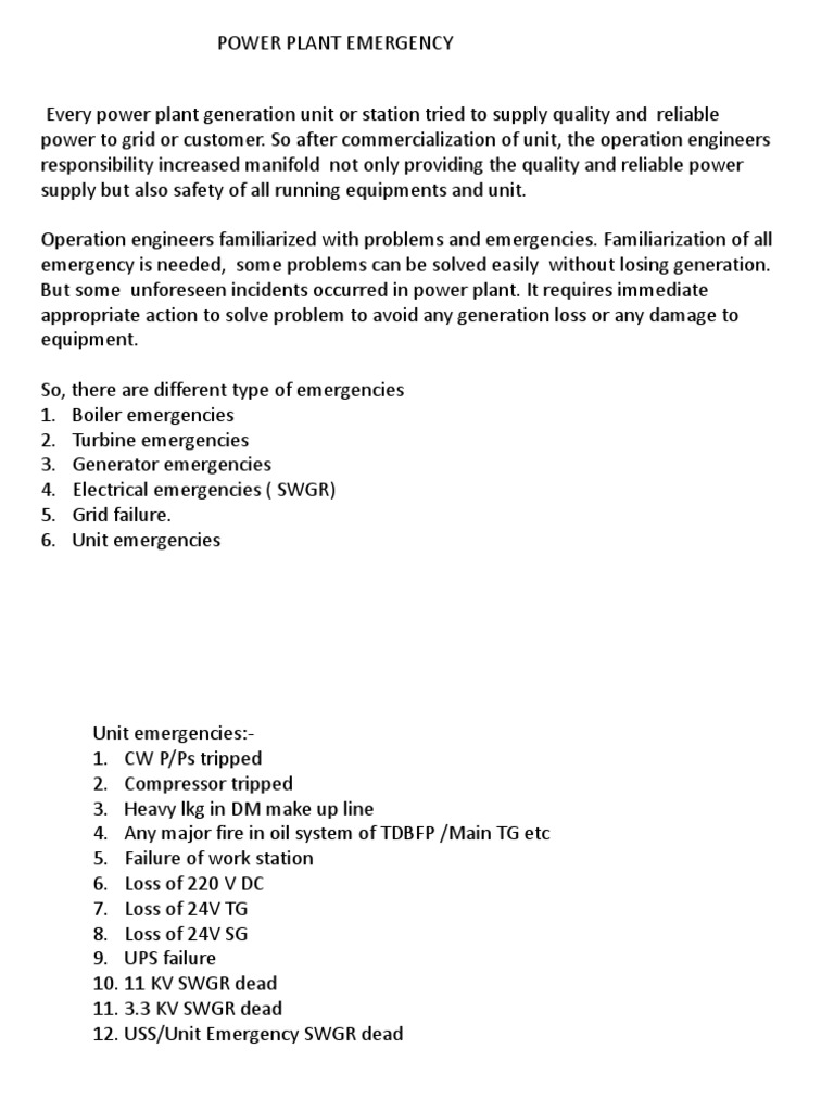 Power Plant Emergency | PDF | Power Station | Gas Compressor