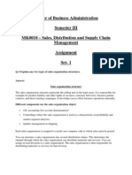 Master of Business Administration Semester III MK0010 - Sales, Distribution and Supply Chain Management Assignment Set-1