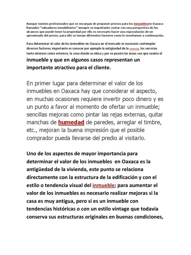 Factores Que Determinan El Valor de Una Propiedad | PDF | Precios ...