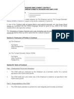 Standard Employment Contract For FDWs in Singapore