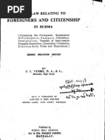 The Law Relating To Foreigners and Citizenship in Burma