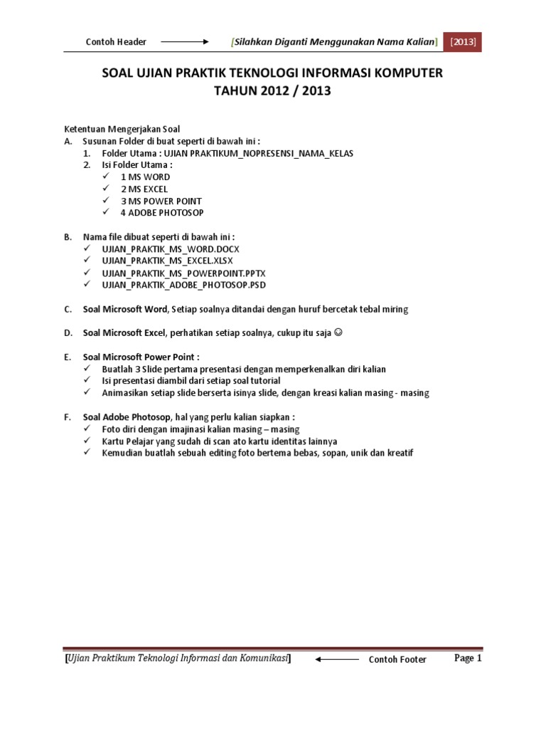 Soal Ujian Praktik Tik Pdf
