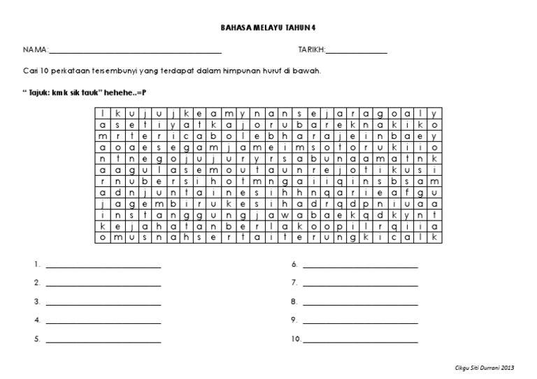 Cikgu Iza Bahasa Melayu Tahun 3 Teka Silang Kata Facebook