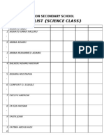 SS2 List (Science Class) : Demonstration Secondary School