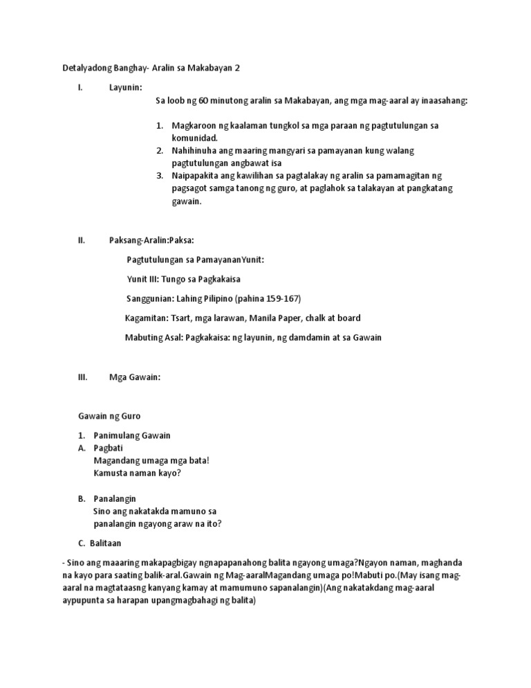 Detalyadong Banghay | PDF