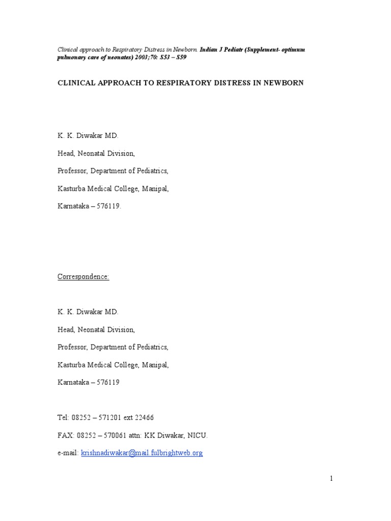 Clinical Approach To Respiratory Distress in Newborn | PDF | Lung ...