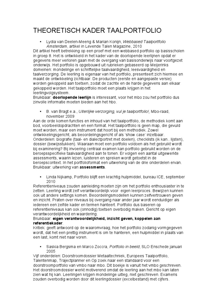 Theoretisch Kader Taalportfolio