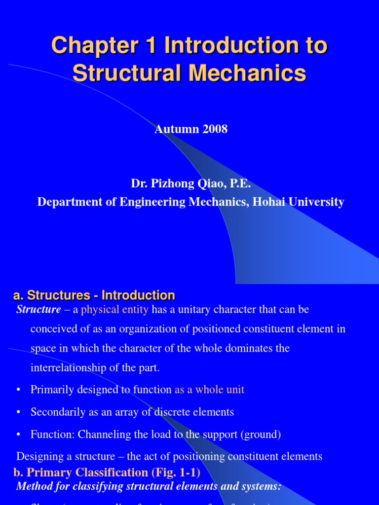 Chapter 1 Introduction To Structural Mechanics | PDF | Structural Load ...