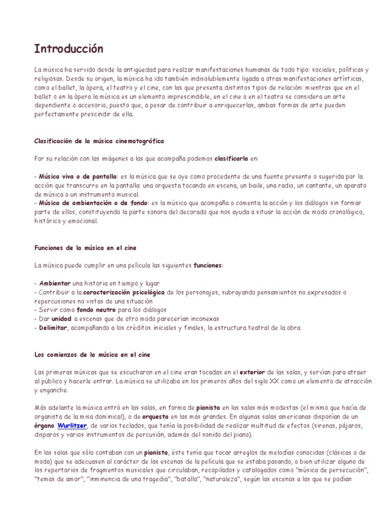 Apuntes Tema 6 Cine y Música. | PDF | Teatro | Piano