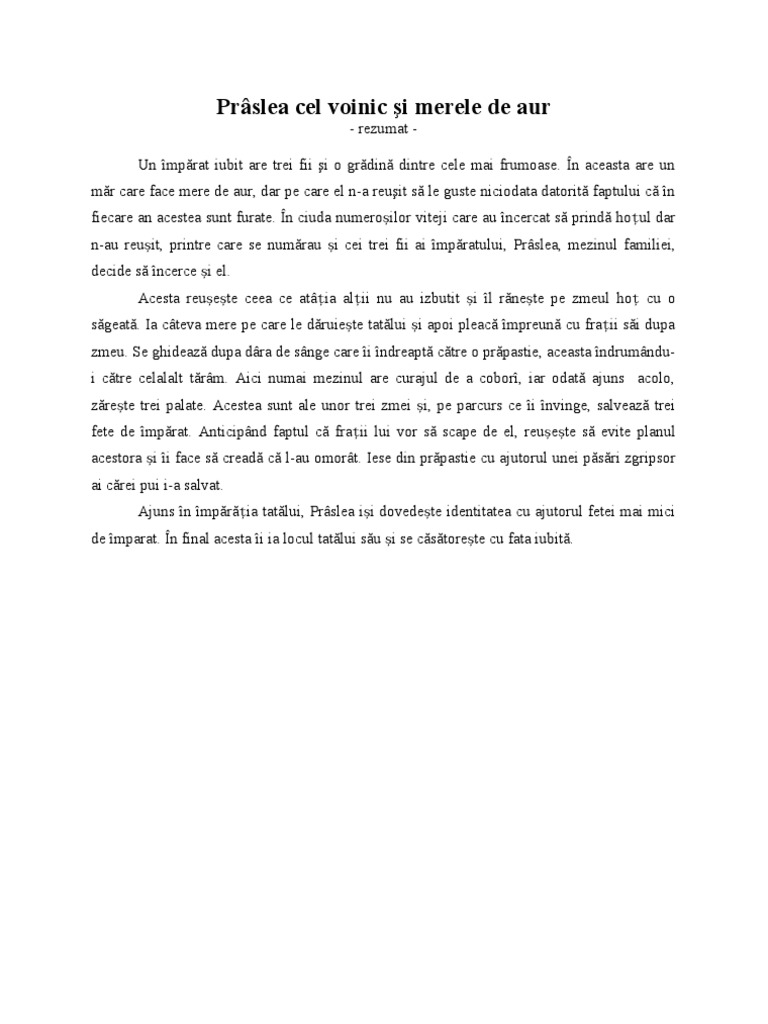 29016157 Rezumat Praslea Cel Voinic Si Merele De Aur