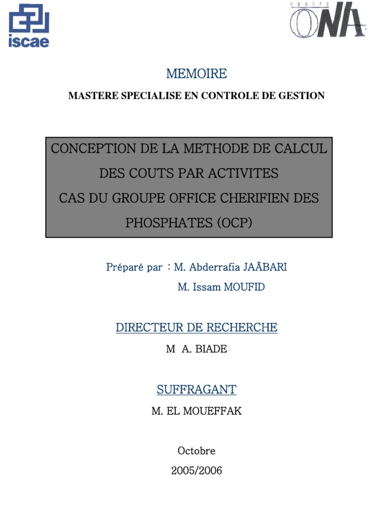 Méthode de calcul des coûts contrôle de gestion pdf