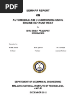Download SEMINAR REPORT ON AUTOMOBILE AIR CONDITIONING USING ENGINE EXHAUST HEAT  by Shiv Singh Prajapati SN125503600 doc pdf