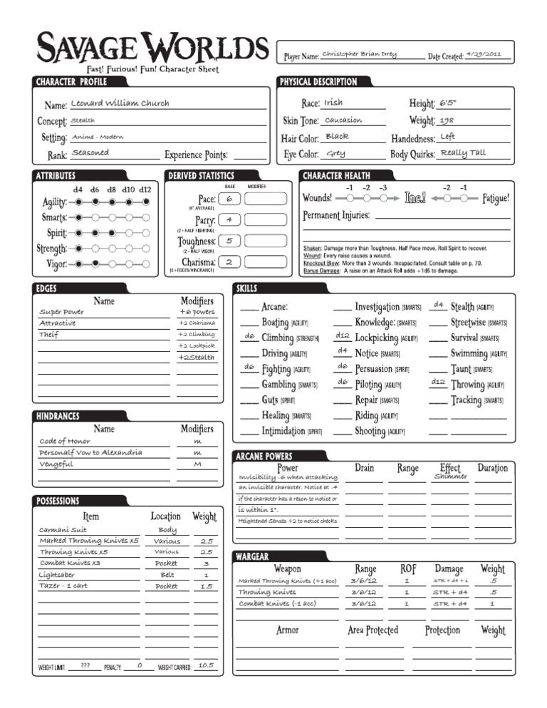 Character Profile: Christopher Drey | PDF | Games & Activities | Law