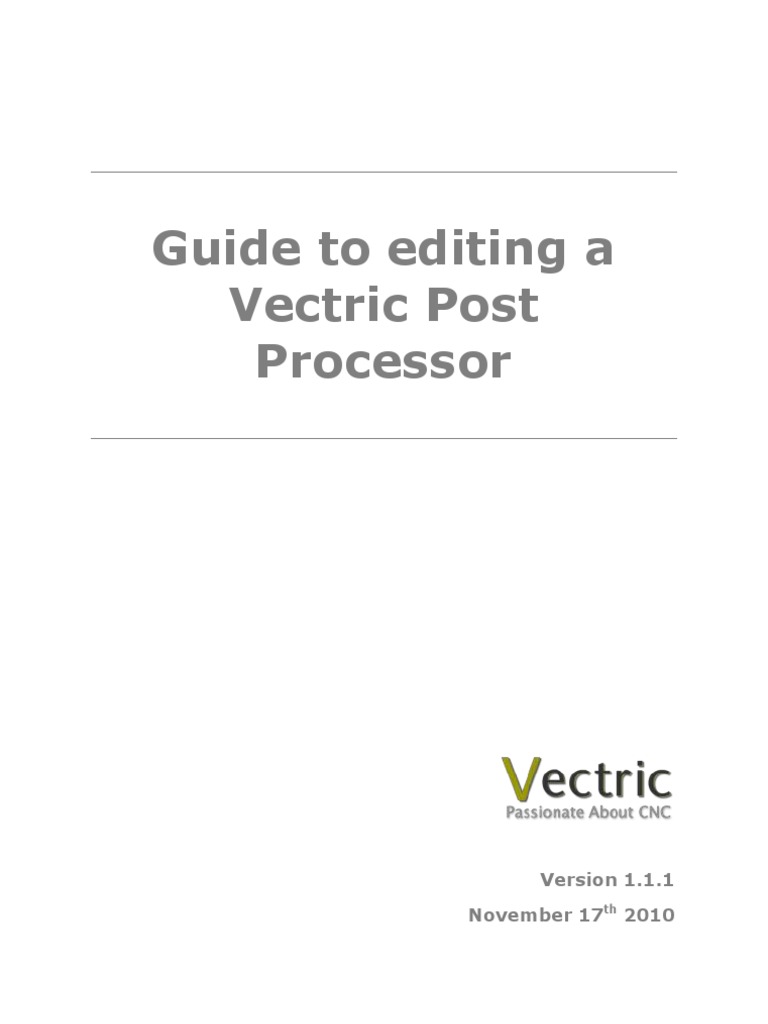VCarve Post Processor Guide PDF Parameter Programming