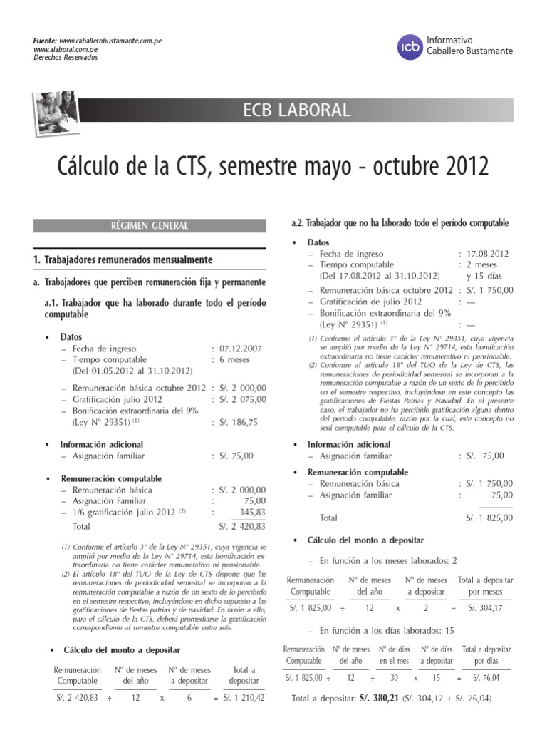 Calculo de Cts Peru | PDF | Salario | Relaciones laborales